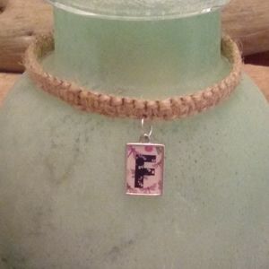 Hemp bracelet F charm